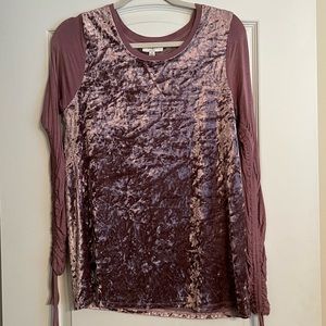 Velvet tie long sleeve top
